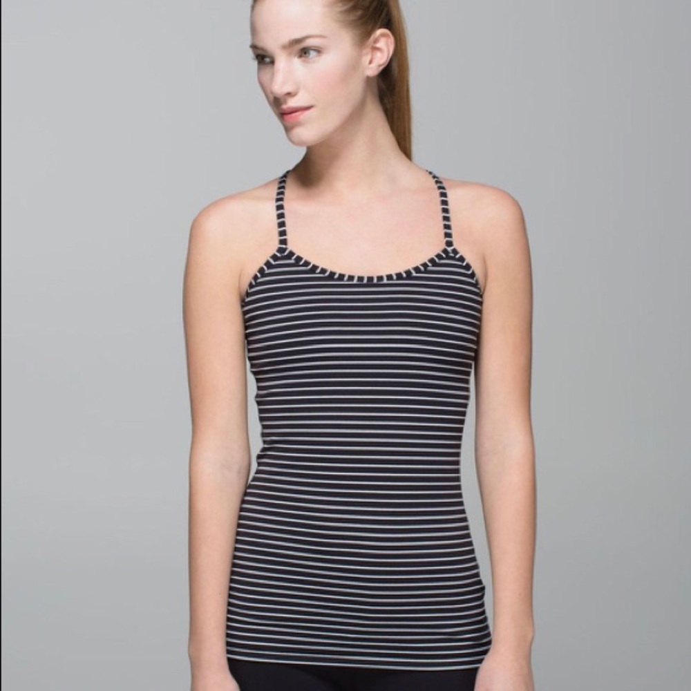 Lululemon Power Y Tank - Black with White Stripes